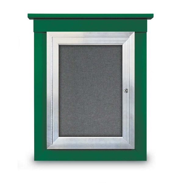 60"x48" 2-Door Enclosed Letterboard, Header, Green Felt/Cherry